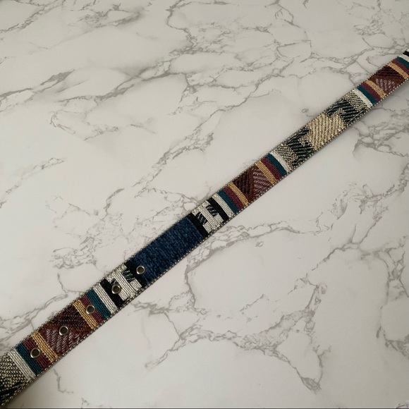 Vintage Elite | Blue Woven Fabric Tapestry Belt - Picture 10 of 11